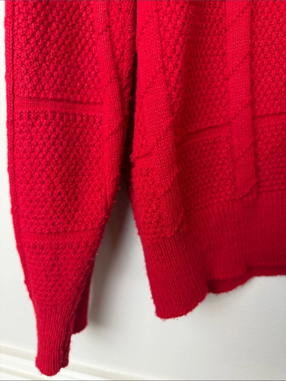 Vintage Christian Dior Monsieur Red Textured Knit Sweater XL Made in USA 90s